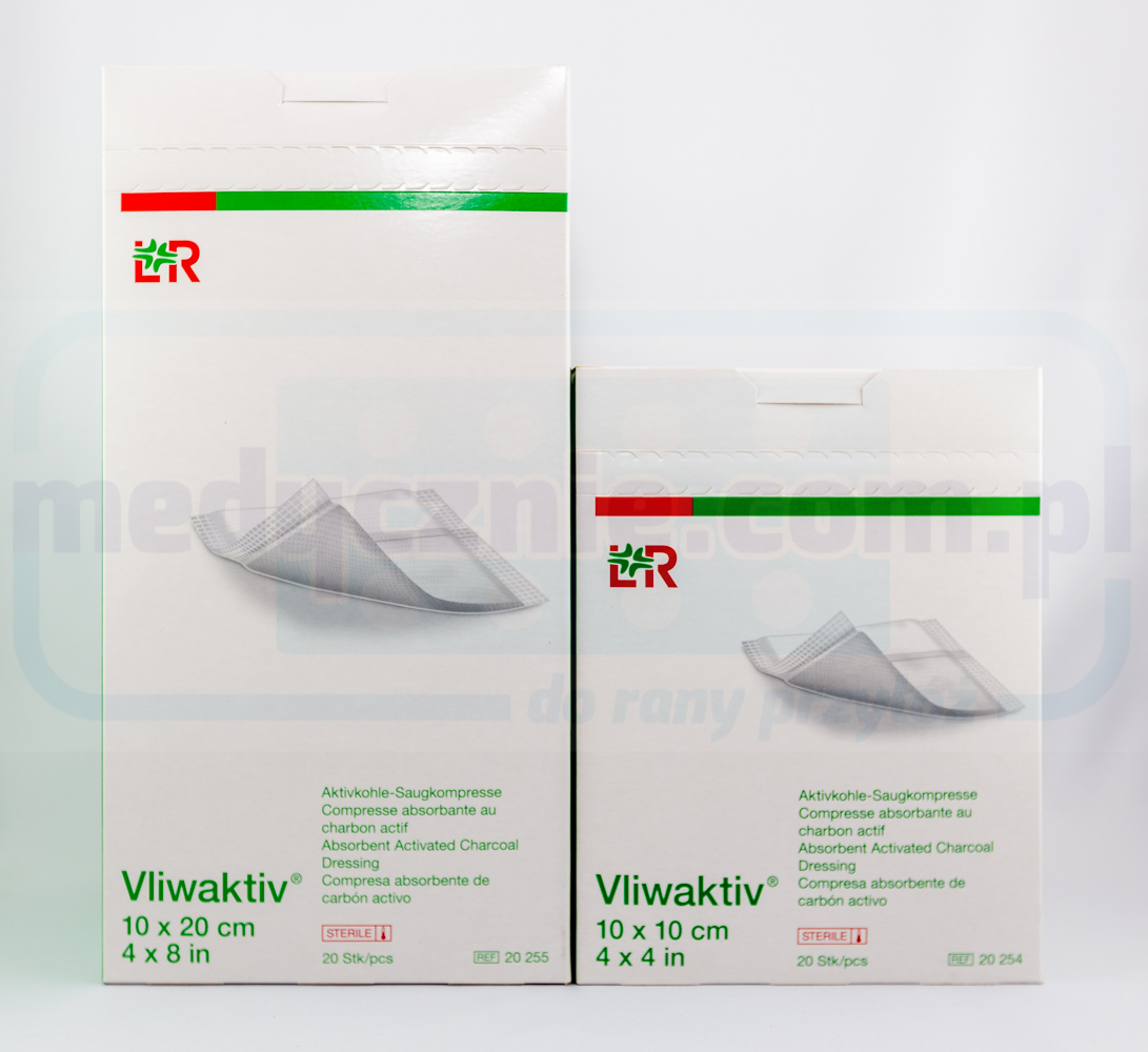 Vliwaktiv 10*10cm Verband mit Aktivkohle 1pc